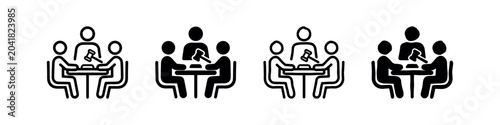 Foto Set of icons representing a meeting with a gavel, 4 variations