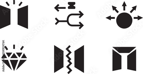 Bild auf Leinwand Black Minimalist Business Flow and Geometric Vector Icons Collection