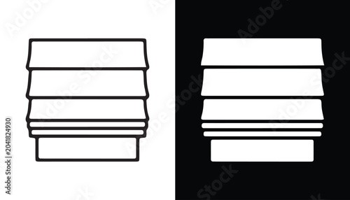 Bilde på lerret Stack of Paper Sheets Icon: A stylized graphic representing stacked sheets of paper, depicted in both a white and black background for contrast and versatility