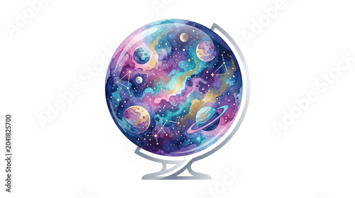 Tableau sur toile Fantasy Globe Depicting Colorful Galaxy and Planets.