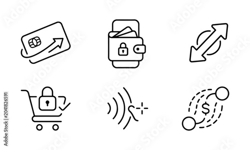 Εκτύπωση καμβά Payment icon set outline chip card locked wallet secure cart NFC peer transfer f