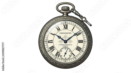 Antique Pocket Watch with Chain, Vintage Timepiece, Retro Accessory