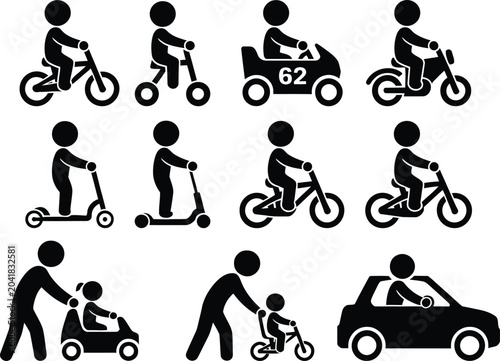 Φωτογραφία People riding different types of vehicles and scooters