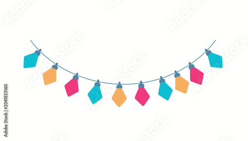 Colorful paper lantern string lights decoration.