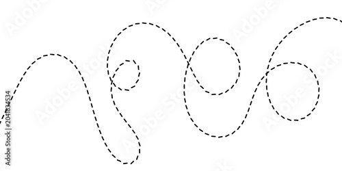 Photos Concept of an irregular and meandering dashed line forming a winding path, symbo