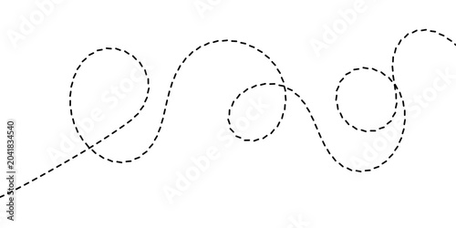 Seamless abstract dotted line path illustration representing connection, movement, or a guided route on a clean white background, perfect for design elements