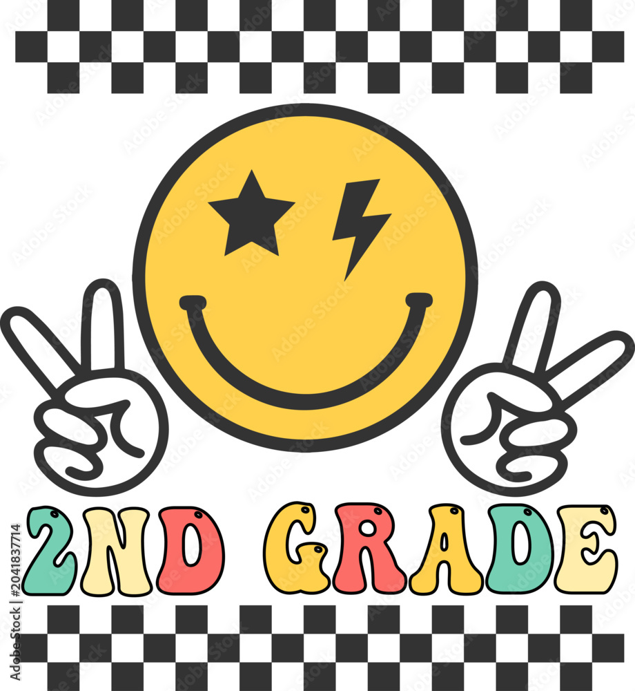 Fototapeta premium Retro 2nd Grade Smiley Face Graphic