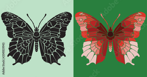 Photos Beautiful turquoise butterfly vector illustration with colorful gradient on vivi