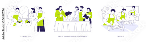 Hospitality courses isolated cartoon vector illustrations se