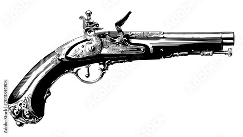 Ornate Antique Pistol Side View