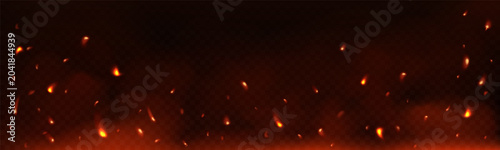 Tableau sur toile Flying fire sparks on transparent background