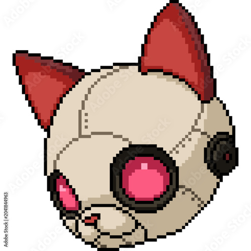 pixel art isolated background of robot cat head
