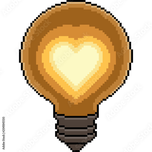 pixel art isolated background of heart light bulb