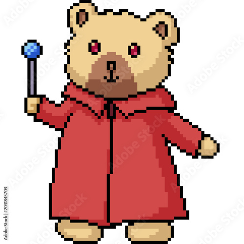 pixel art isolated background of bear holding candy