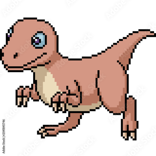 pixel art isolated background of baby jurassic dinosaur