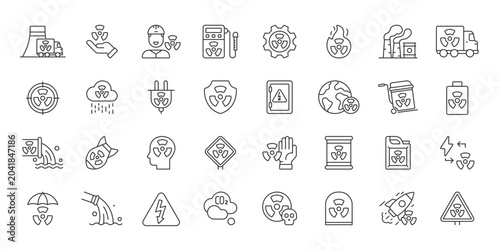 Radioactive Waste icons in line design. radioactive, waste, nuclear, radiation, hazard, toxic, storage on white background vector. Radioactive Waste editable stroke icon