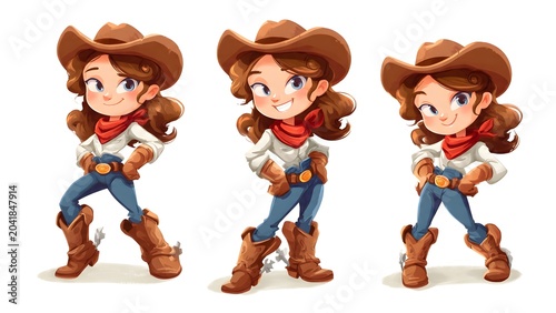 Young Western Cowgirl Trio Standing Confidently