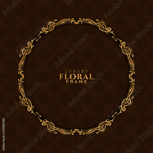 Canvas Print Abstract circular golden frame design decorative background