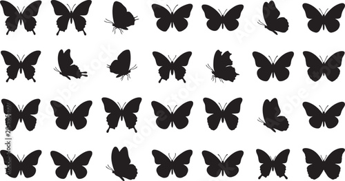 Bild auf Leinwand Collection of black butterfly silhouettes