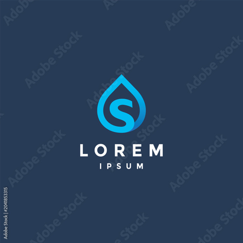 Tail of Letter S Forms Water Drop Logo Design. Minimalist Water Droplet Letter S Line Logo Design.
