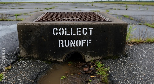 Collect Runoff Water Management Concept Promoting Sustainability Resource Conservation Drainage Systems and Environmental Planning
