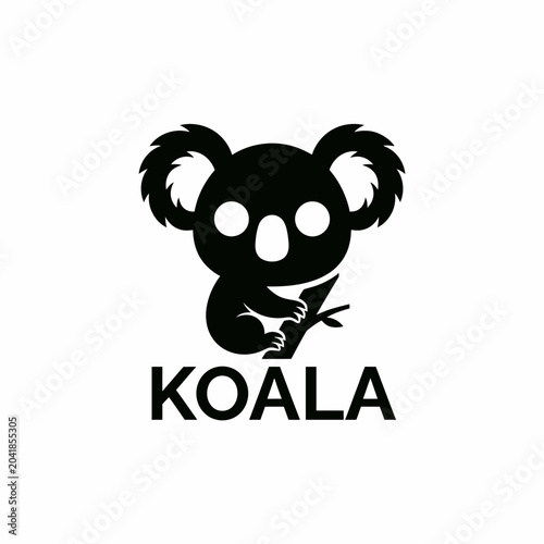 Photography Black Koala Bear Logo Design.