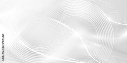 Schilderij op canvas Modern white abstract background with concentric circular lines and curved light effects for high tech corporate identity