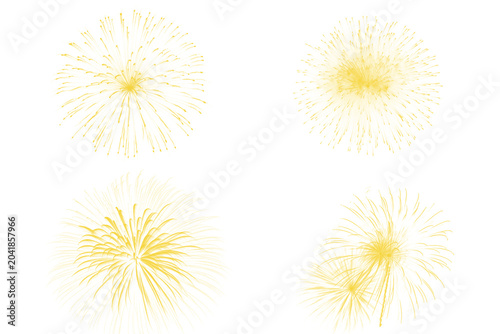 Photos Cluster of yellow firework bursts as isolated object