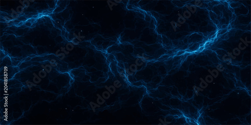Tablou pe pânză Ethereal blue electric plasma glows and crackles in the deep dark void, creating a mesmerizing and energetic abstract background