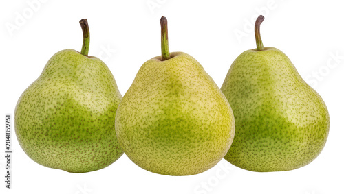 Photos Three ripe green pears with stems