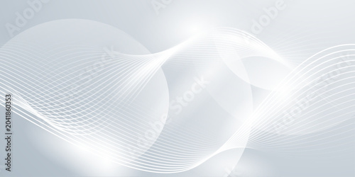 Foto Abstract elegant gray and white background with spheres, flowing dotted lines, and subtle light reflections, digital art