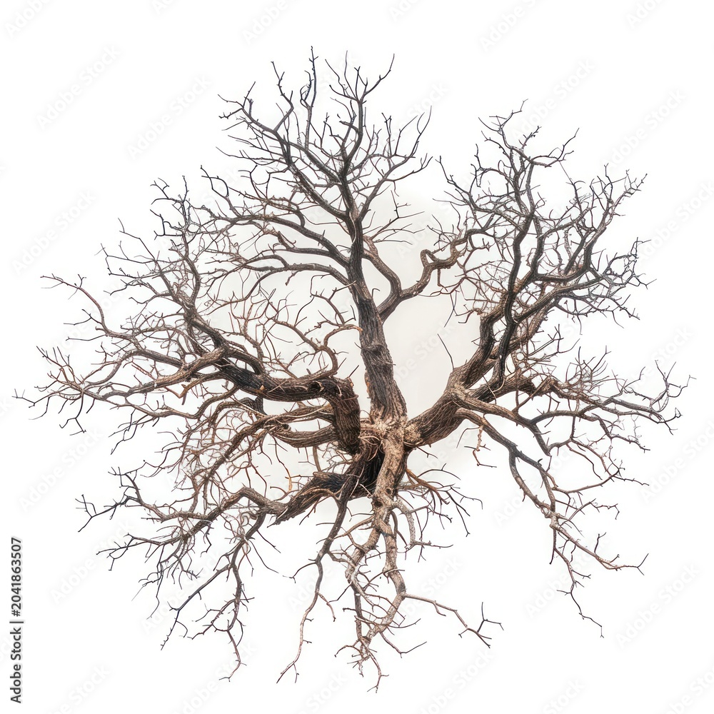 Obraz premium Drying tree art illustrated silhouette.
