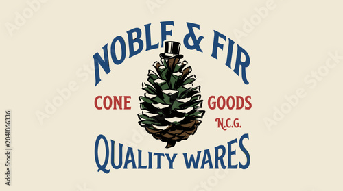 Canvastavla Noble and fir pinecone vintage design for t shirt print