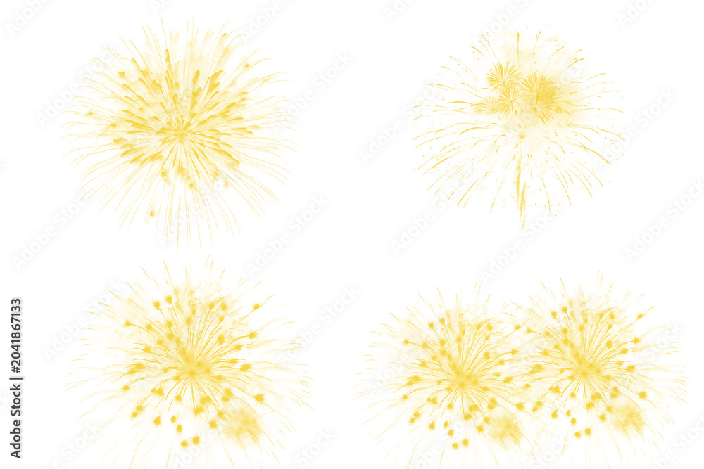 Obraz premium Golden sparkle fireworks set festive as clean cutout