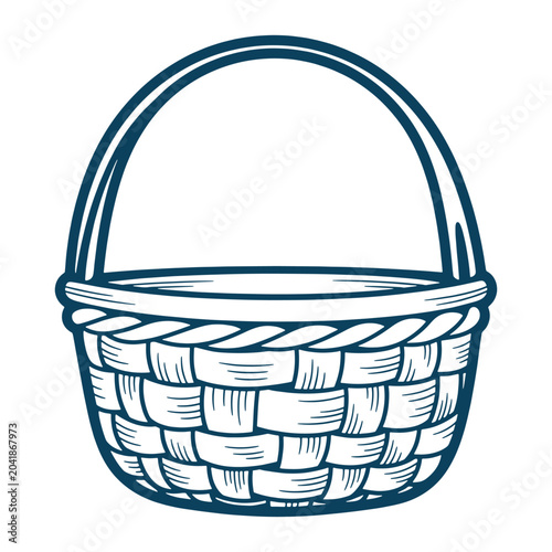 Wicker Basket Line Art Vector Illustration