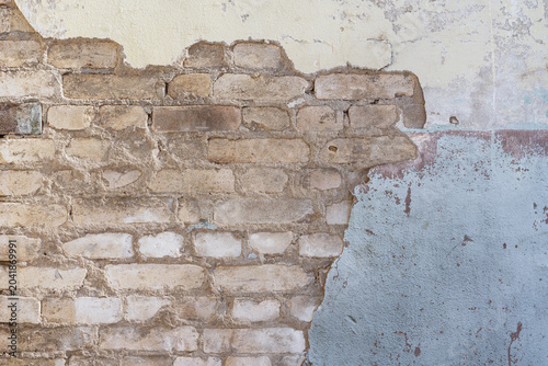 cracked brick stucco wall background