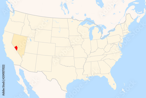 Tablou pe pânză Locator Map of the County Esmeralda (Nevada, US) showing the Contiguous United S