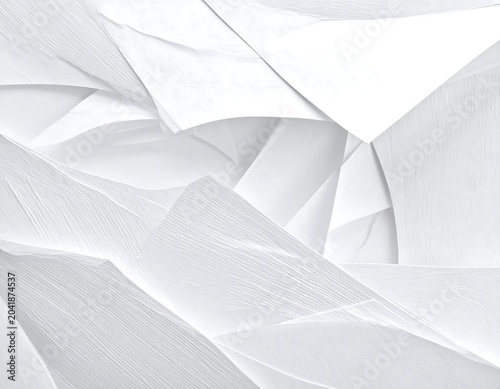 Soft White Layered Paper Forms Creating Abstract Textured Background