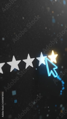 Digital Mouse Cursor Clicking on Five Star Review Rating