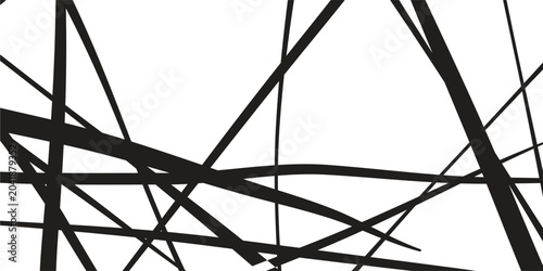 Quadro su tela Abstract Black Lines Crossing On White Background.