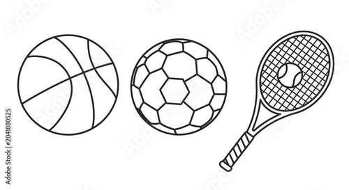 Φωτογραφία basketball soccer ball tennis racket line art