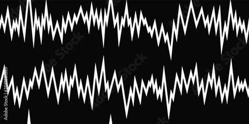 Foto White Zigzag Waveform Pattern On Black Background.