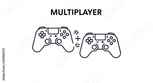 Obraz na plátně Multiplayer gaming concept with two game controllers and connection symbols
