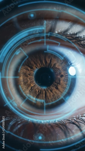 Close Up of Human Eye with Digital Scanning Interface