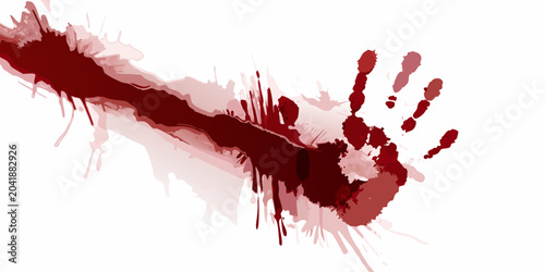 bloody handprint with dripping blood on transparent background hand print bloodstain vector