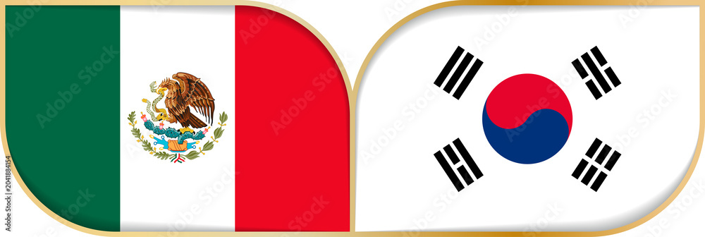 Φωτογραφία Mexico vs South Korea Flags Side by Side