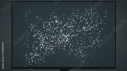 Abstract Digital Data Particles Flowing on Computer Monitor Screen