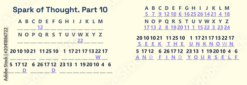 Tableau sur toile Code deciphering puzzle revealing hidden message with letters and numbers