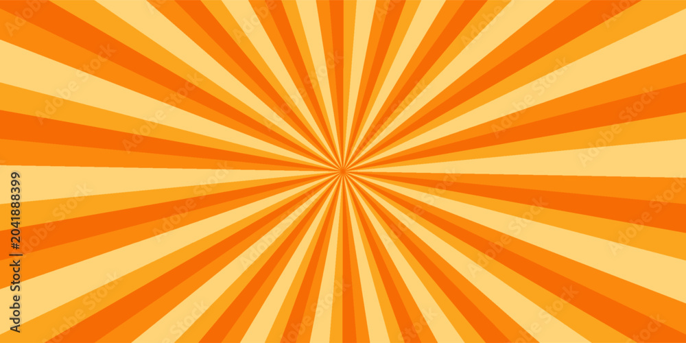 Fototapeta premium Garis oranye latar belakang garis pecah. sinar matahari Pancarkan sinar matahari. Wallpaper halftone garis klasik untuk poster, banner.Circus latar belakang vektor sinar kuning spiral.