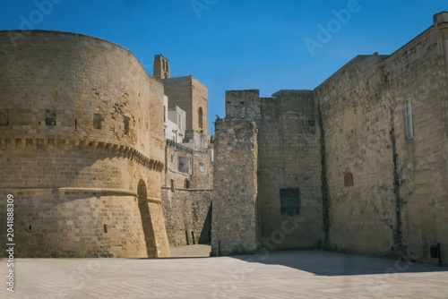 The massive fortress on the coast of the Adriatic Sea, Aragonese Castle in the city of Otranto; Province of Lecce, Salento, Puglia, Italy